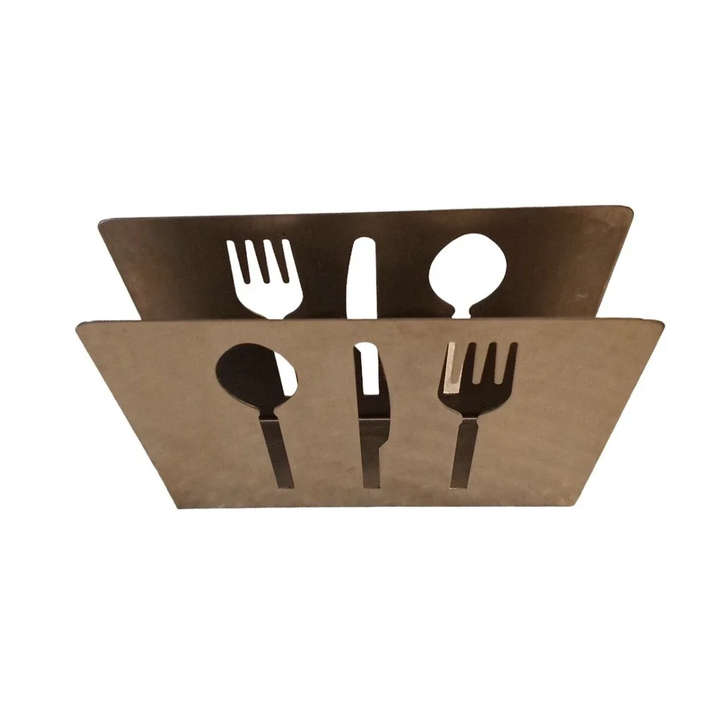 Decorative Silver Metal Napkin Holder Cut-Out Utensils 2014 Mainstays READ